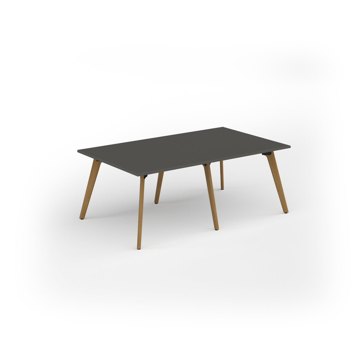Unity worktable 2000w x 1200d with 4x solid oak legs, top in onyx grey - view 1