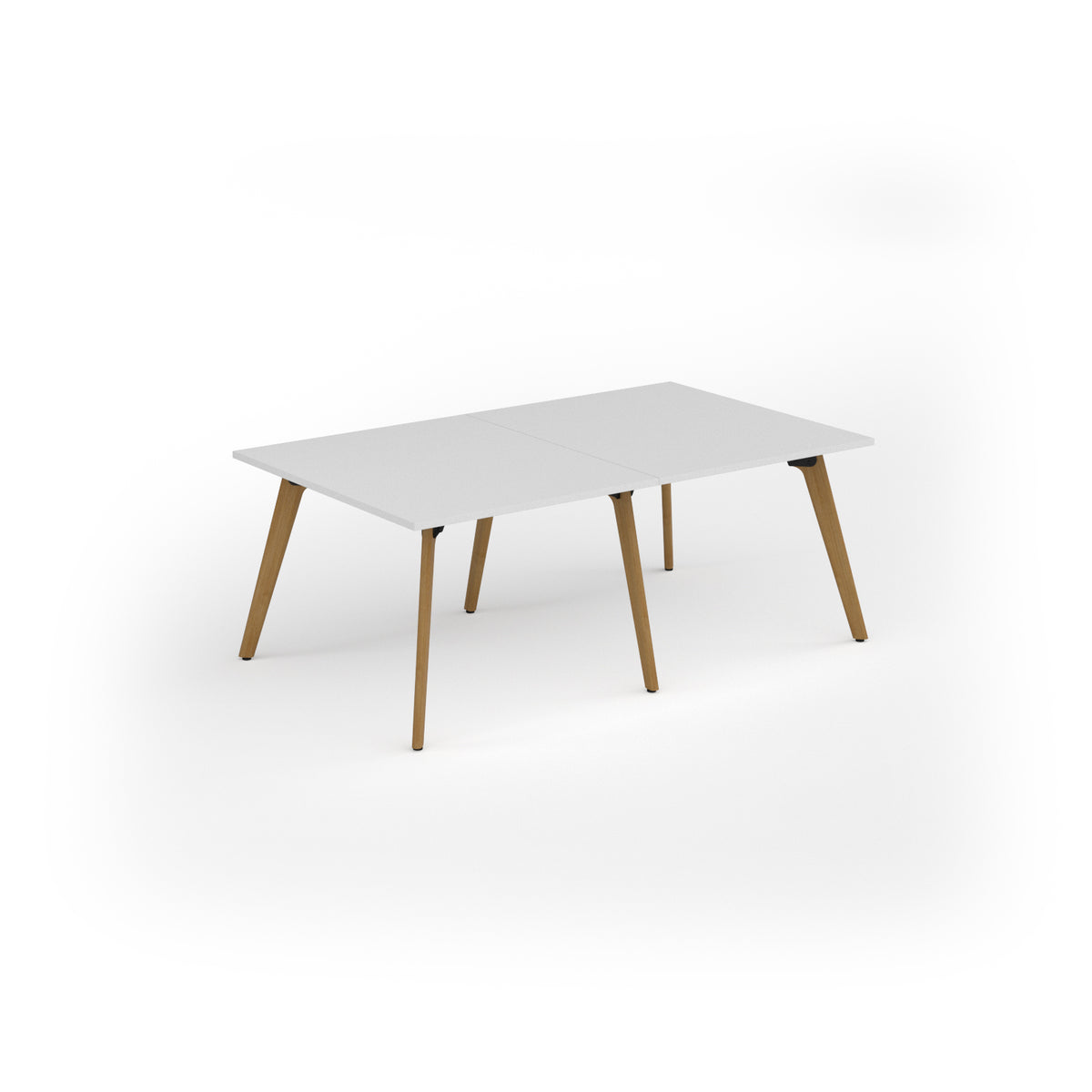 Unity worktable 2000w x 1200d with 4x solid oak legs, top in white - view 1