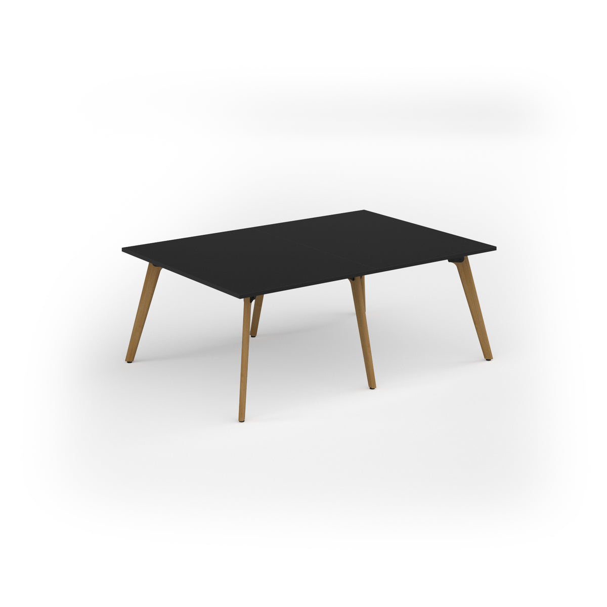 Unity worktable 2000w x 1400d with 4x solid oak legs, top in black - view 1