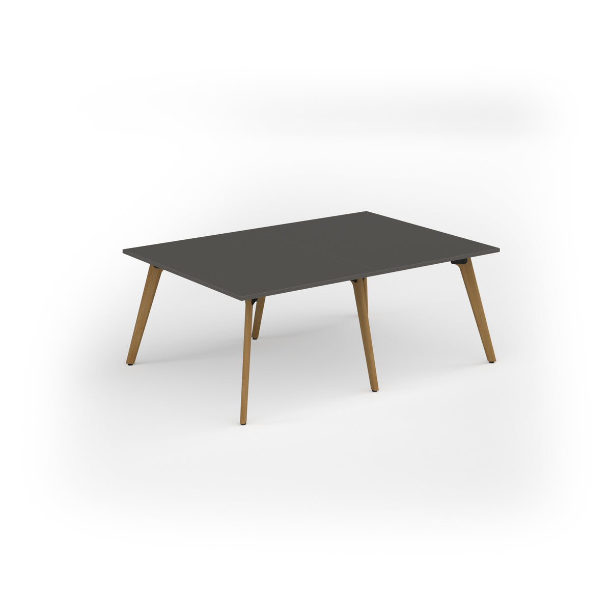 Unity worktable 2000w x 1400d with 4x solid oak legs, top in onyx grey - view 1