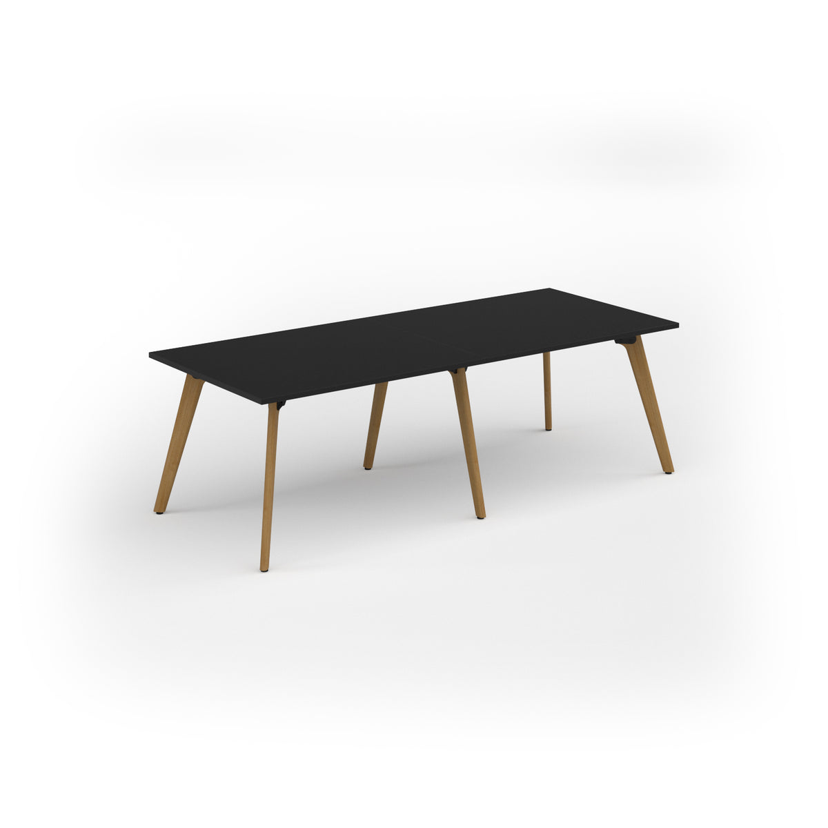 Unity worktable 2400w x 1000d with 4x solid oak legs, top in black - view 1