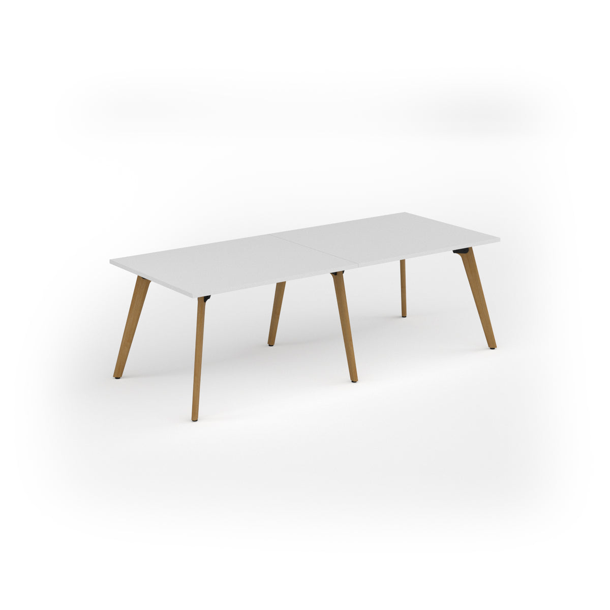 Unity worktable 2400w x 1000d with 4x solid oak legs, top in white - view 1