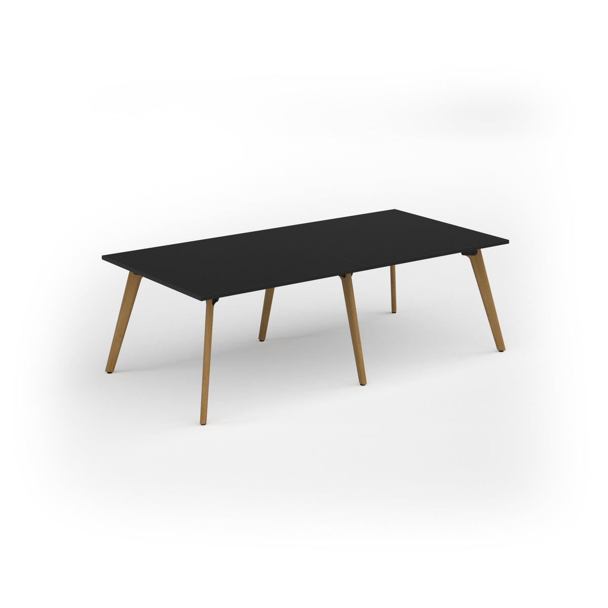 Unity worktable 2400w x 1200d with 4x solid oak legs, top in black - view 1
