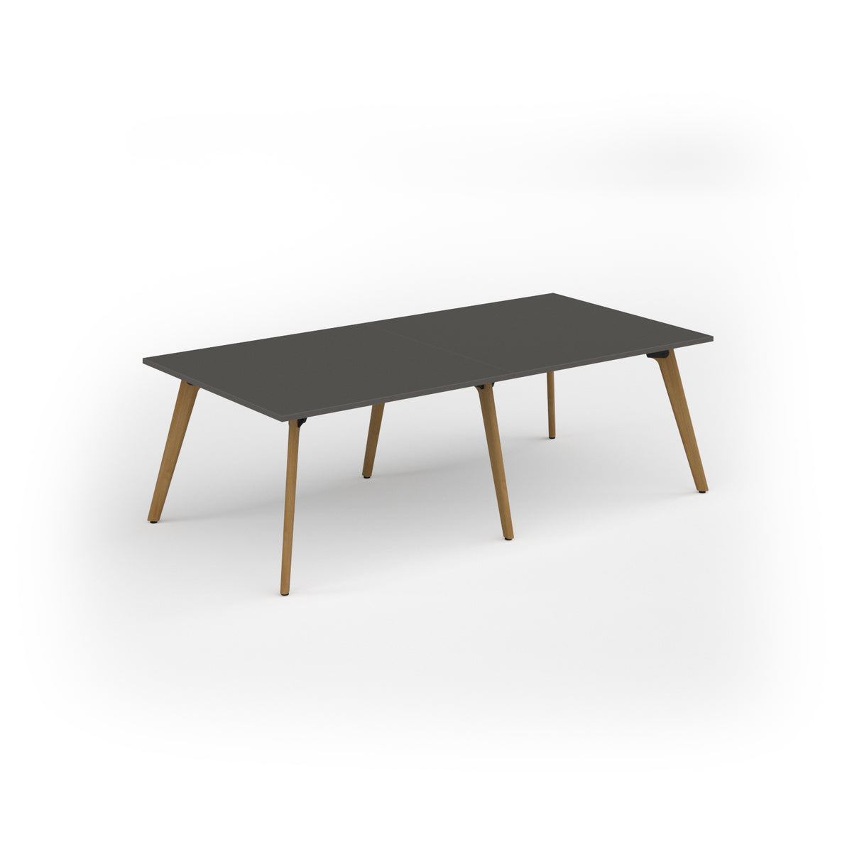 Unity worktable 2400w x 1200d with 4x solid oak legs, top in onyx grey - view 1