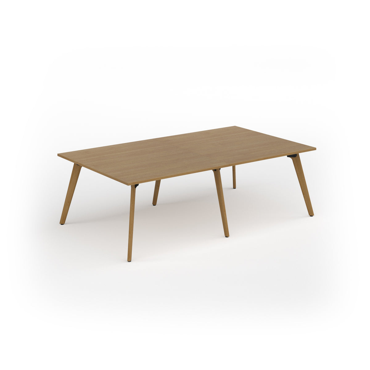 Unity worktable 2400w x 1400d with 4x solid oak legs, top in oak - view 1