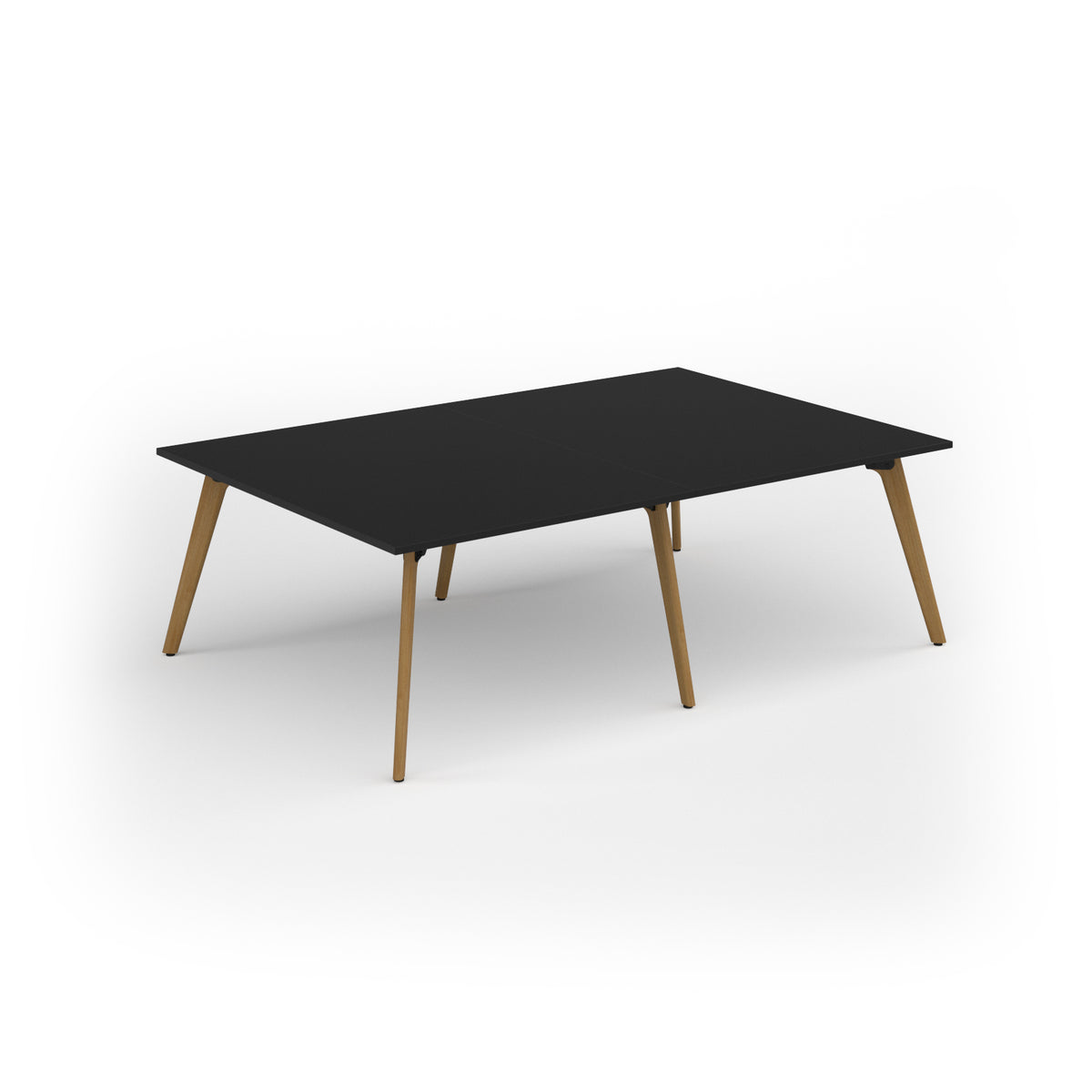 Unity worktable 2400w x 1600d with 4x solid oak legs, top in black - view 1