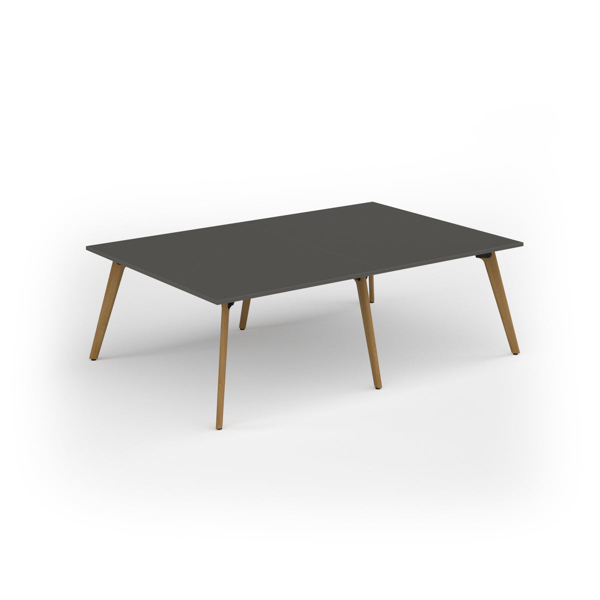 Unity worktable 2400w x 1600d with 4x solid oak legs, top in onyx grey - view 1