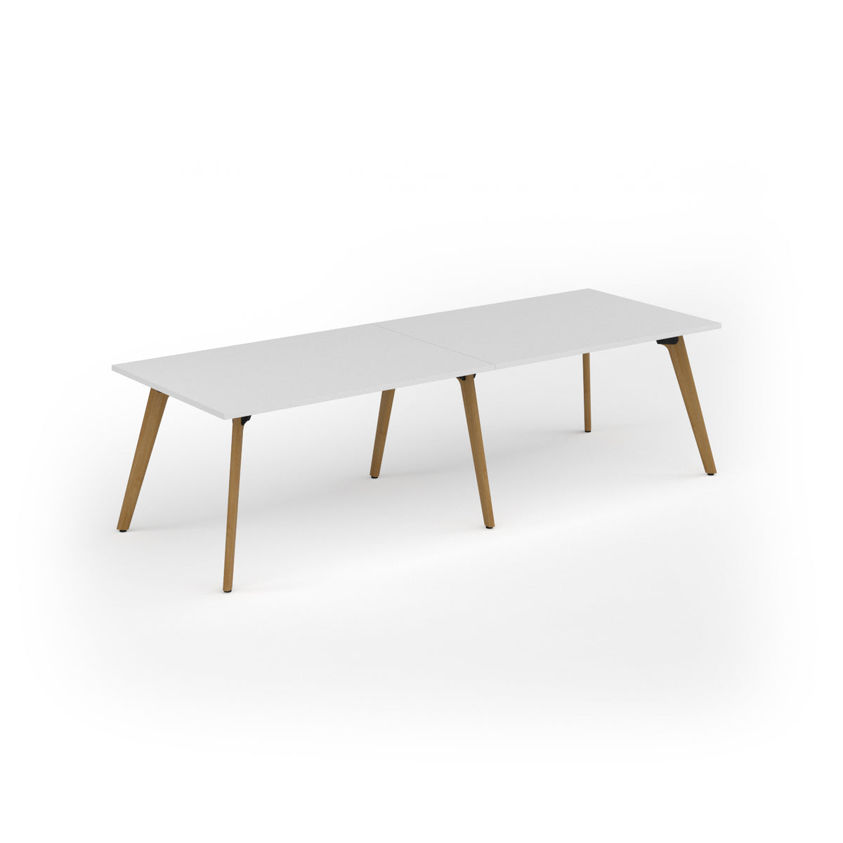 Unity worktable 2800w x 1000d with 4x solid oak legs, top in white - view 1