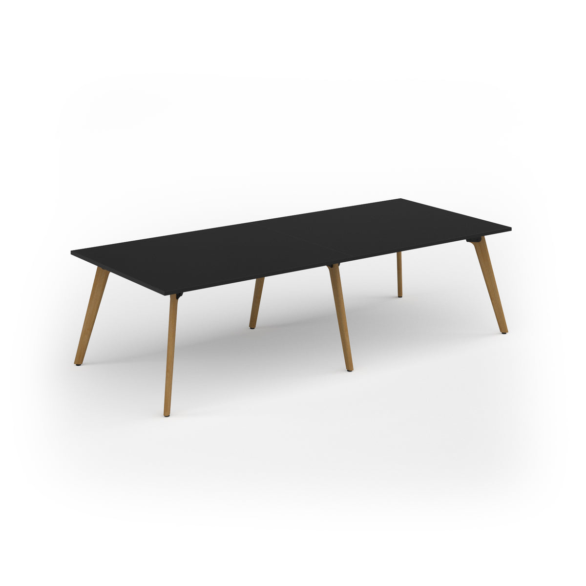 Unity worktable 2800w x 1200d with 4x solid oak legs, top in black - view 1