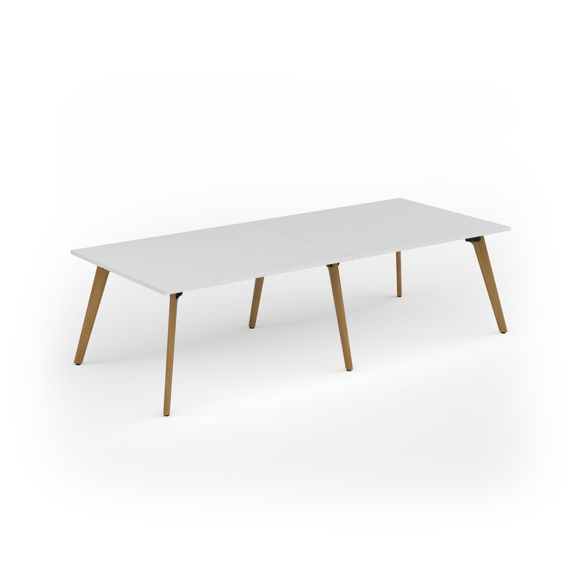 Unity worktable 2800w x 1200d with 4x solid oak legs, top in white - view 1