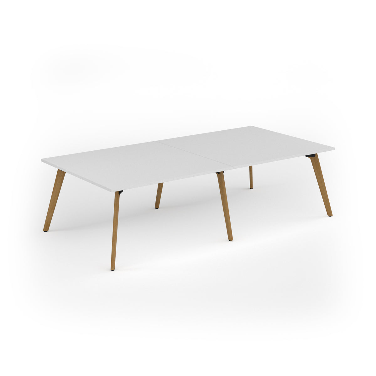 Unity worktable 2800w x 1400d with 4x solid oak legs, top in white - view 1