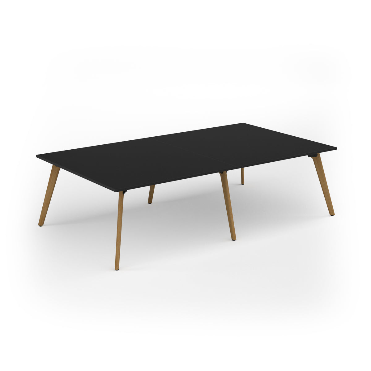 Unity worktable 2800w x 1600d with 4x solid oak legs, top in black - view 1
