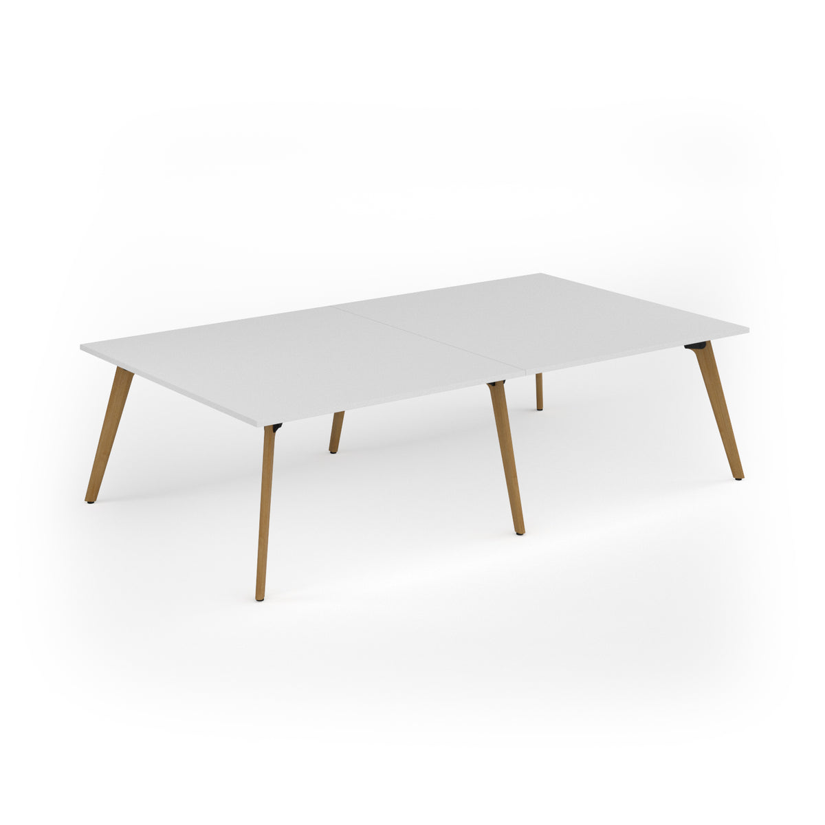 Unity worktable 2800w x 1600d with 4x solid oak legs, top in white - view 1