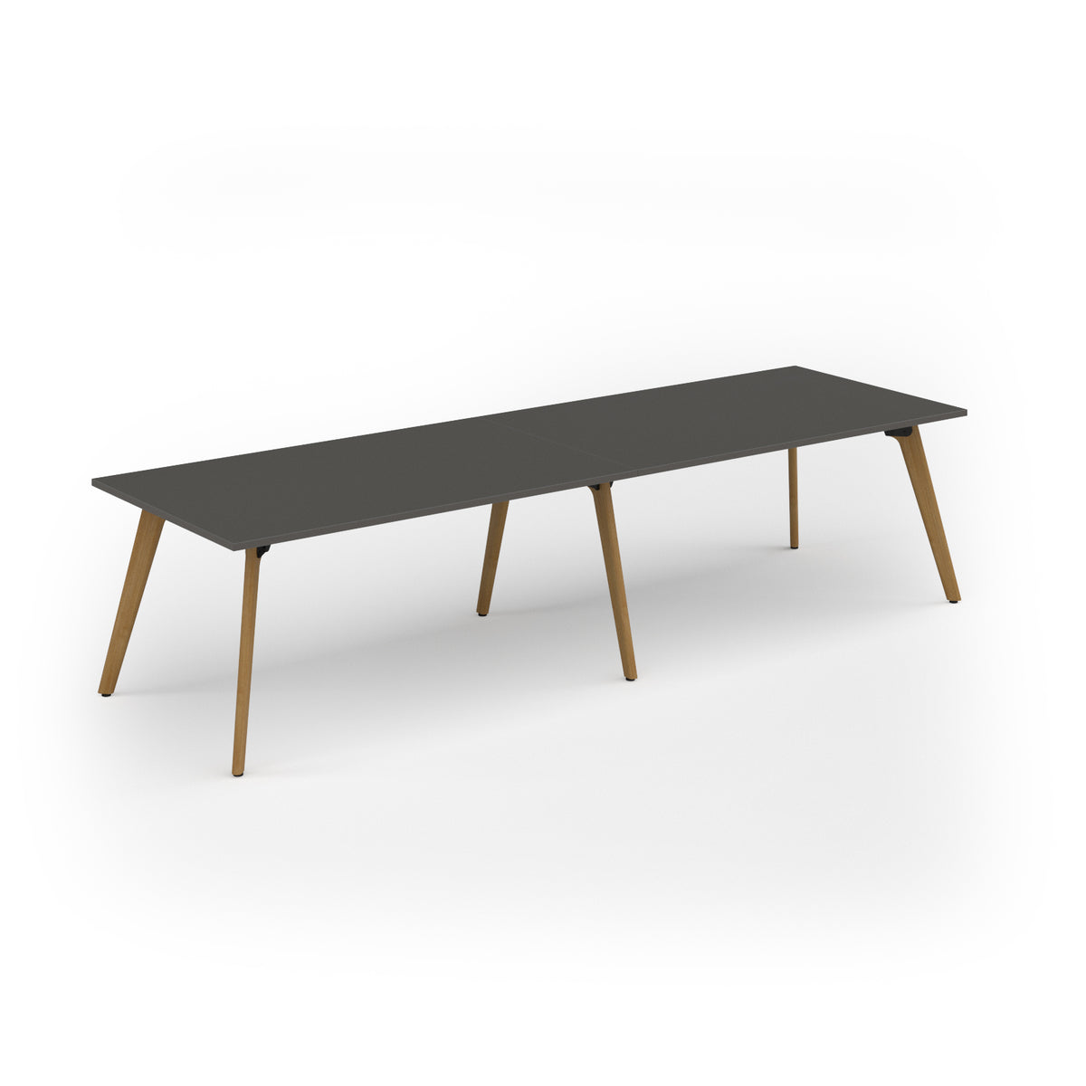 Unity worktable 3200w x 1000d with 4x solid oak legs, top in onyx grey - view 1