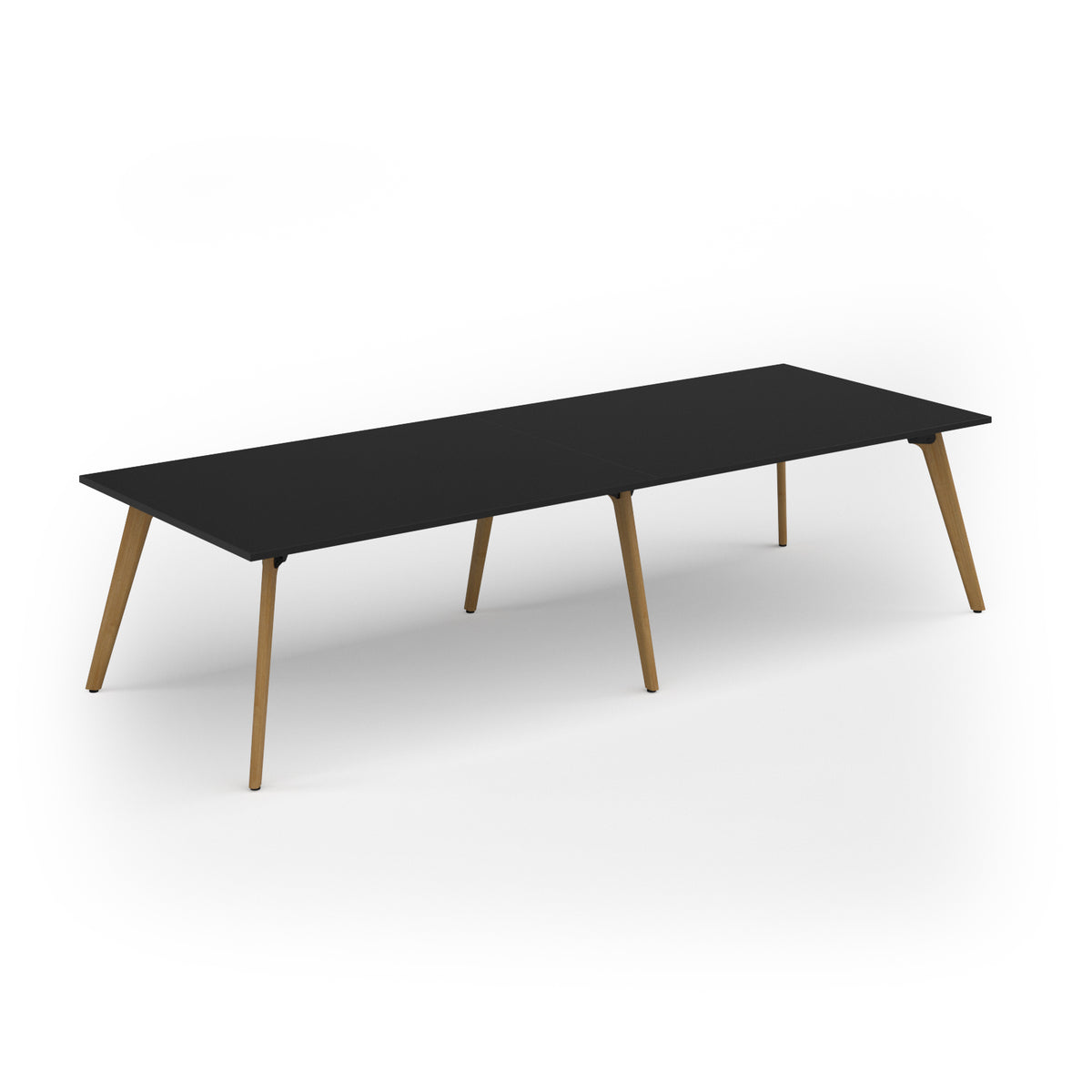 Unity worktable 3200w x 1200d with 4x solid oak legs, top in black - view 1