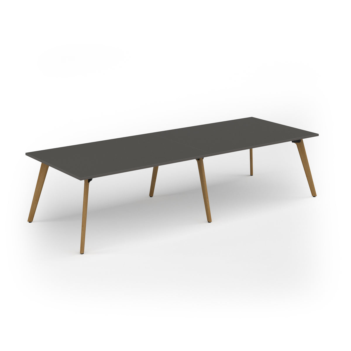 Unity worktable 3200w x 1200d with 4x solid oak legs, top in onyx grey - view 1