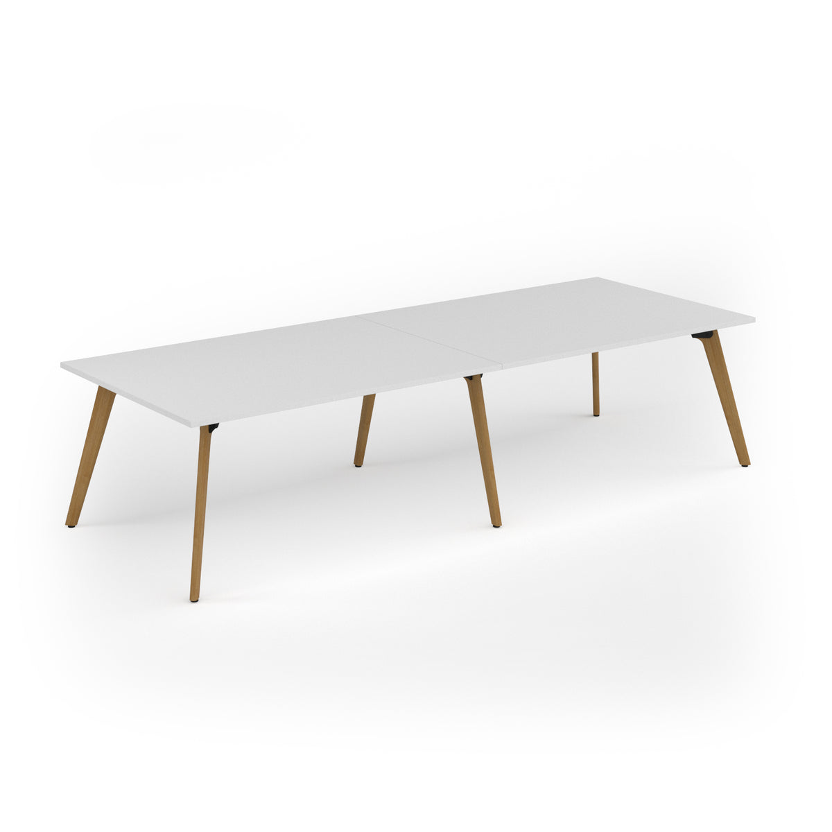 Unity worktable 3200w x 1200d with 4x solid oak legs, top in white - view 1
