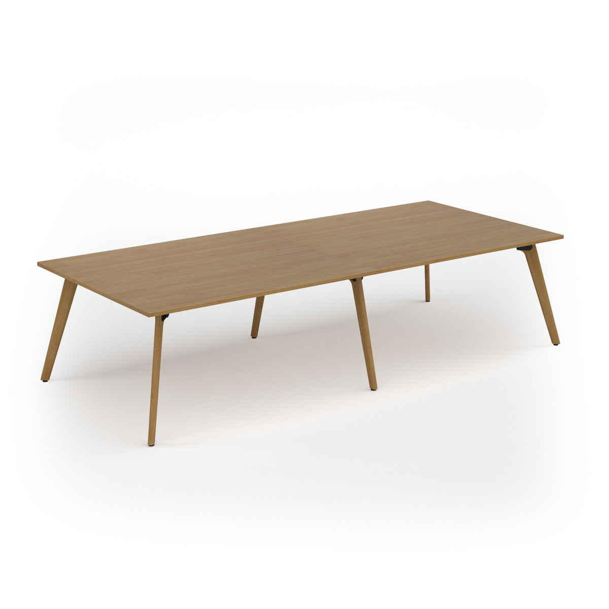 Unity worktable 3200w x 1400d with 4x solid oak legs, top in oak - view 1