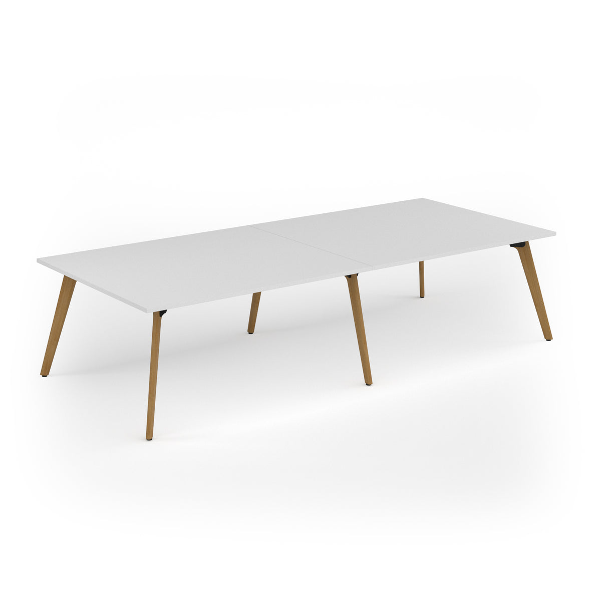 Unity worktable 3200w x 1400d with 4x solid oak legs, top in white - view 1