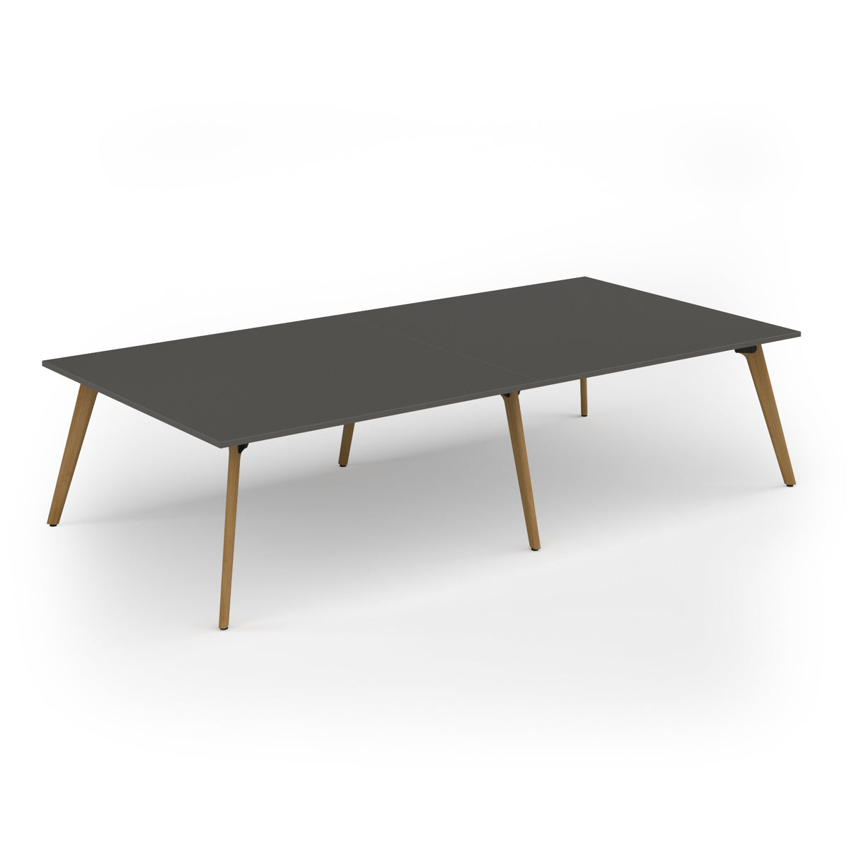 Unity worktable 3200w x 1600d with 4x solid oak legs, top in onyx grey - view 1