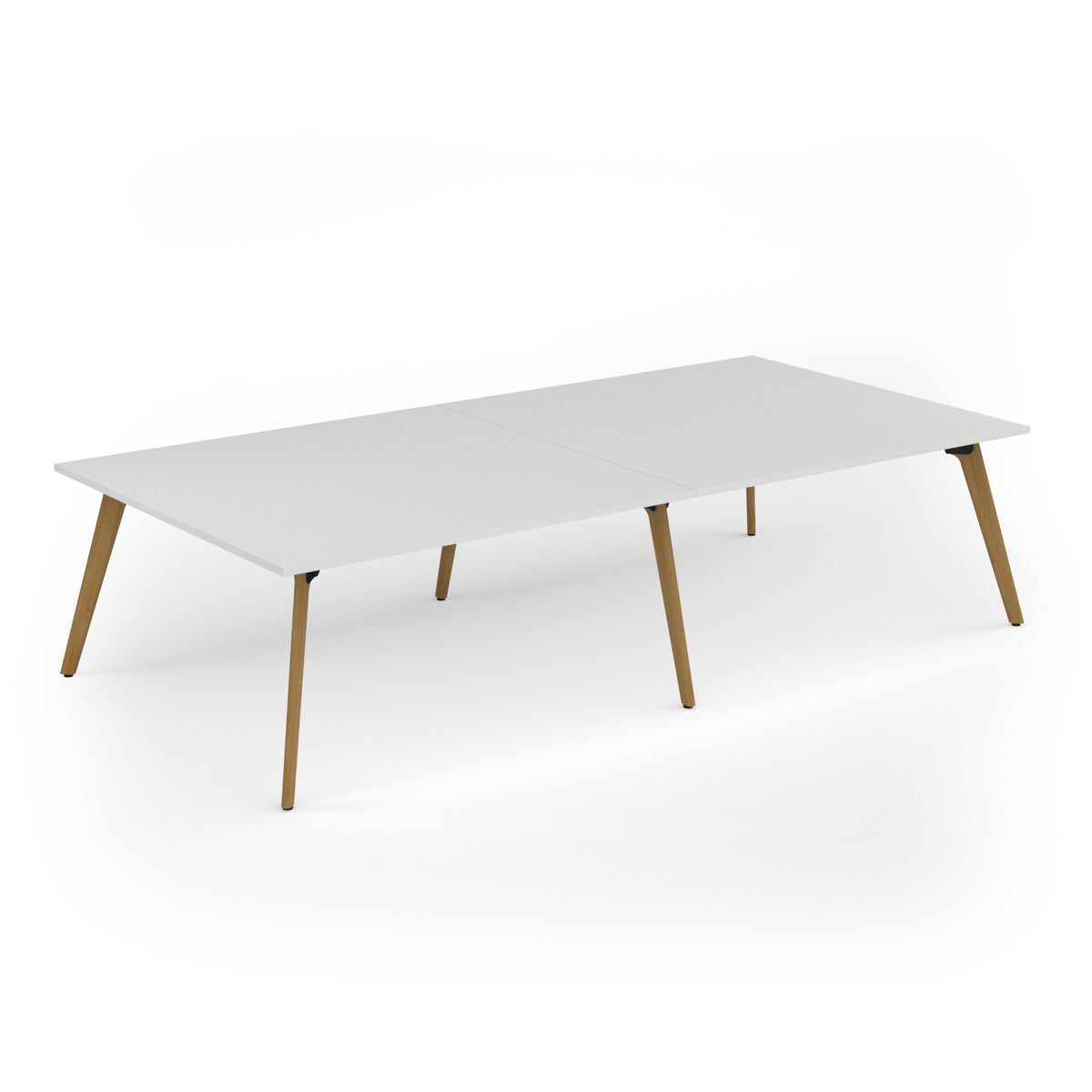 Unity worktable 3200w x 1600d with 4x solid oak legs, top in white - view 1