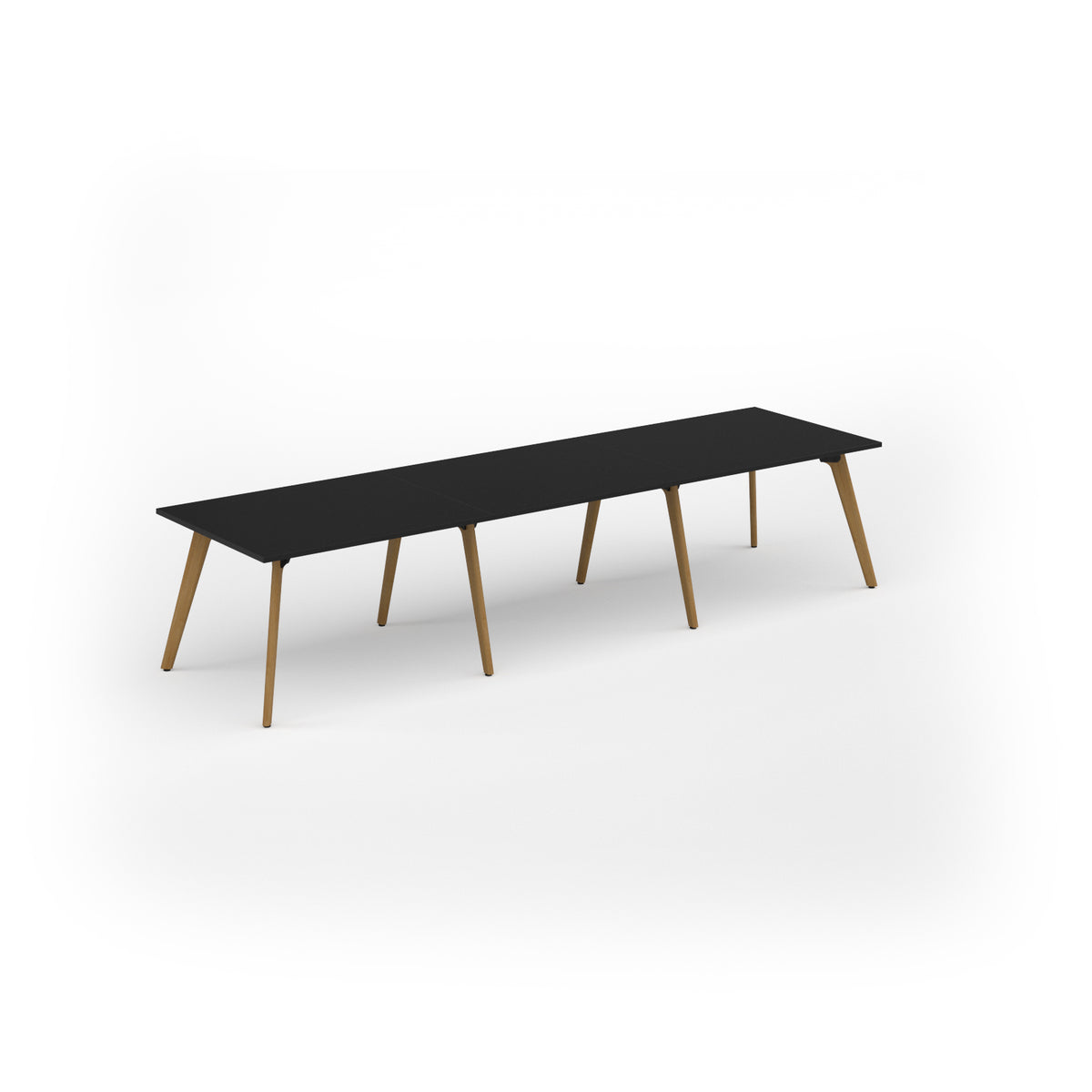 Unity worktable 3600w x 1000d with 4x solid oak legs, top in black - view 1