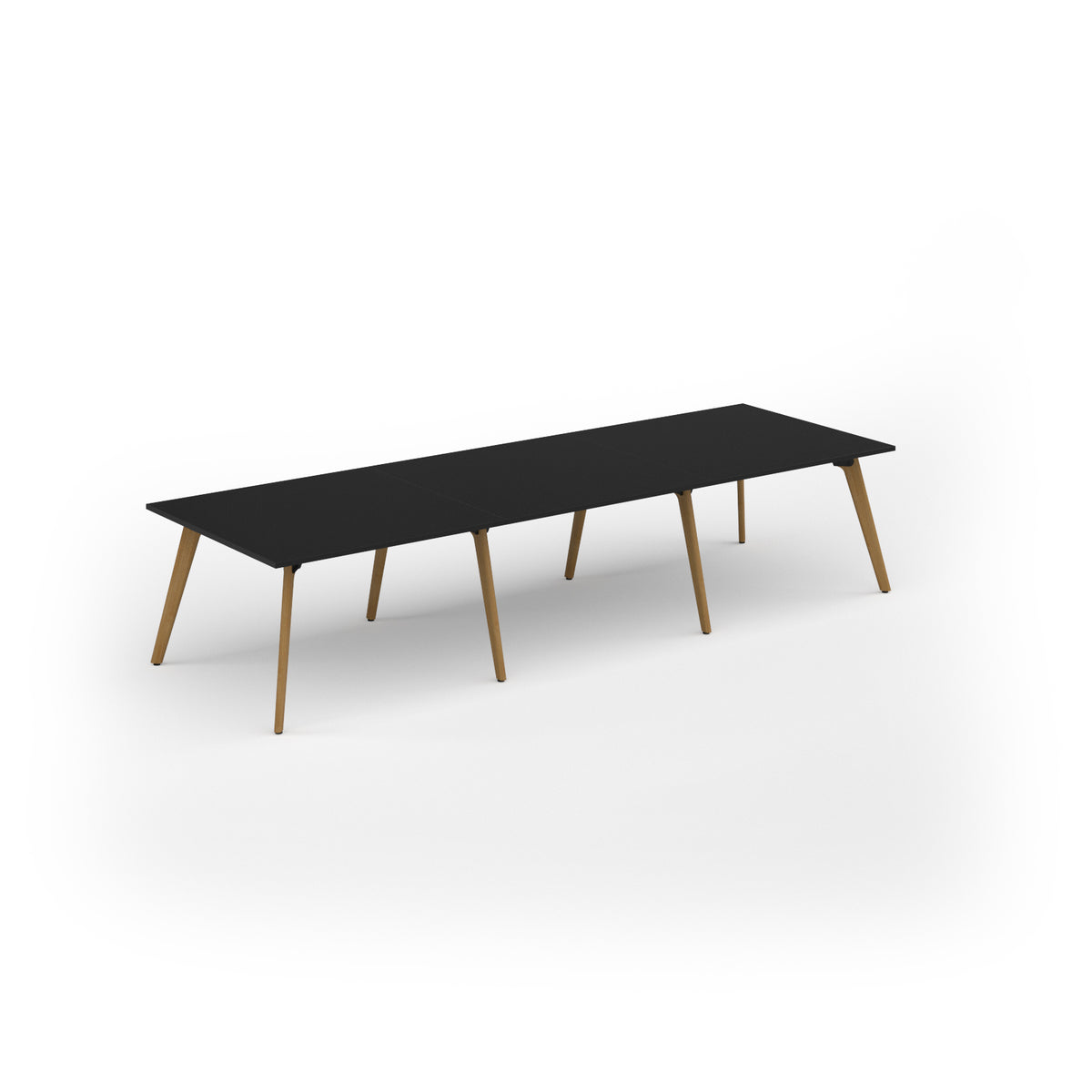 Unity worktable 3600w x 1200d with 4x solid oak legs, top in black - view 1