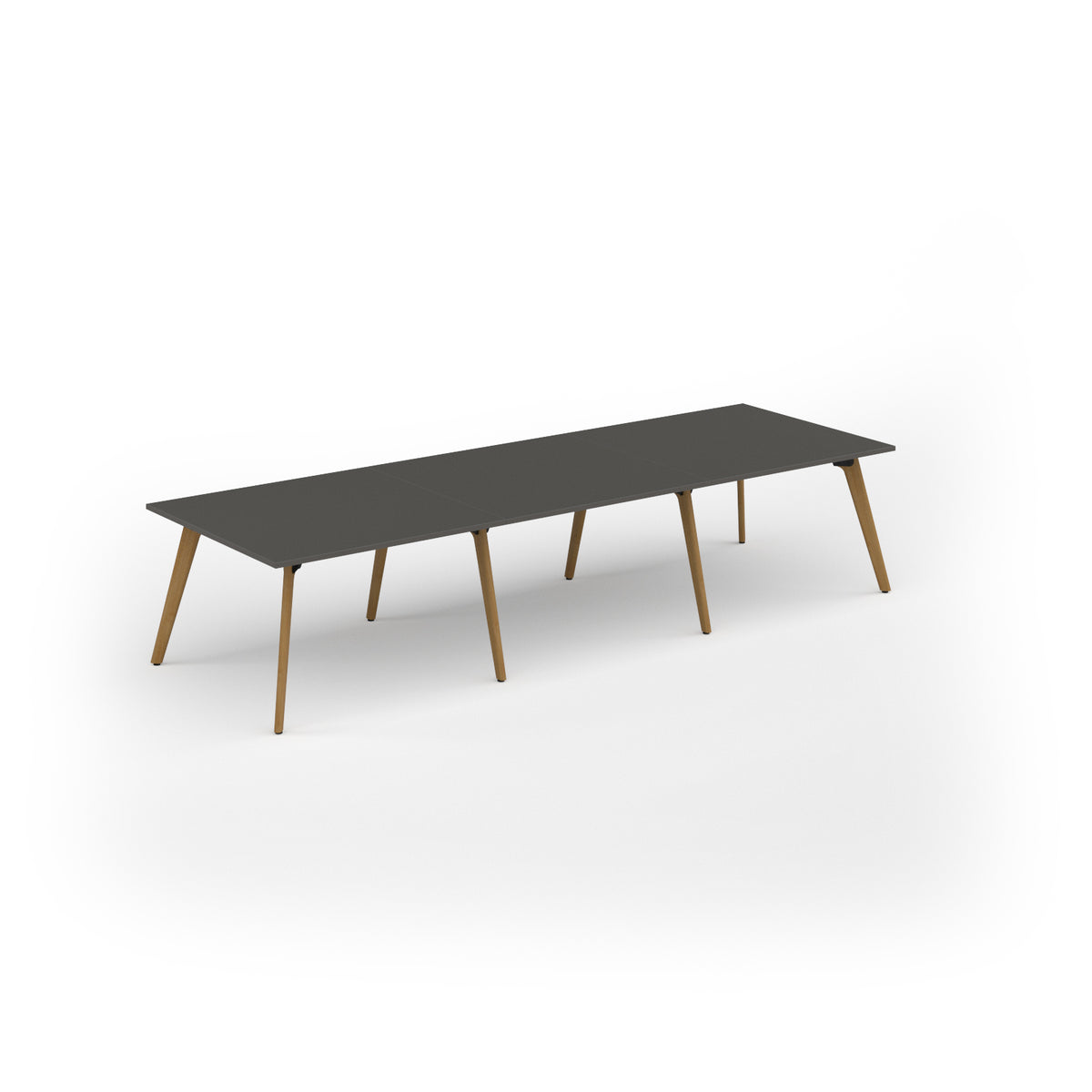 Unity worktable 3600w x 1200d with 4x solid oak legs, top in onyx grey - view 1