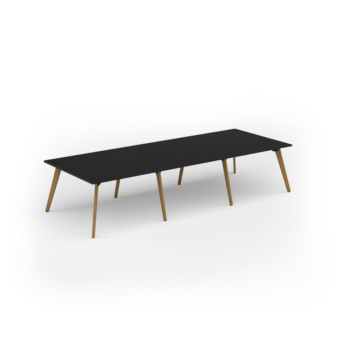 Unity worktable 3600w x 1400d with 4x solid oak legs, top in black - view 1