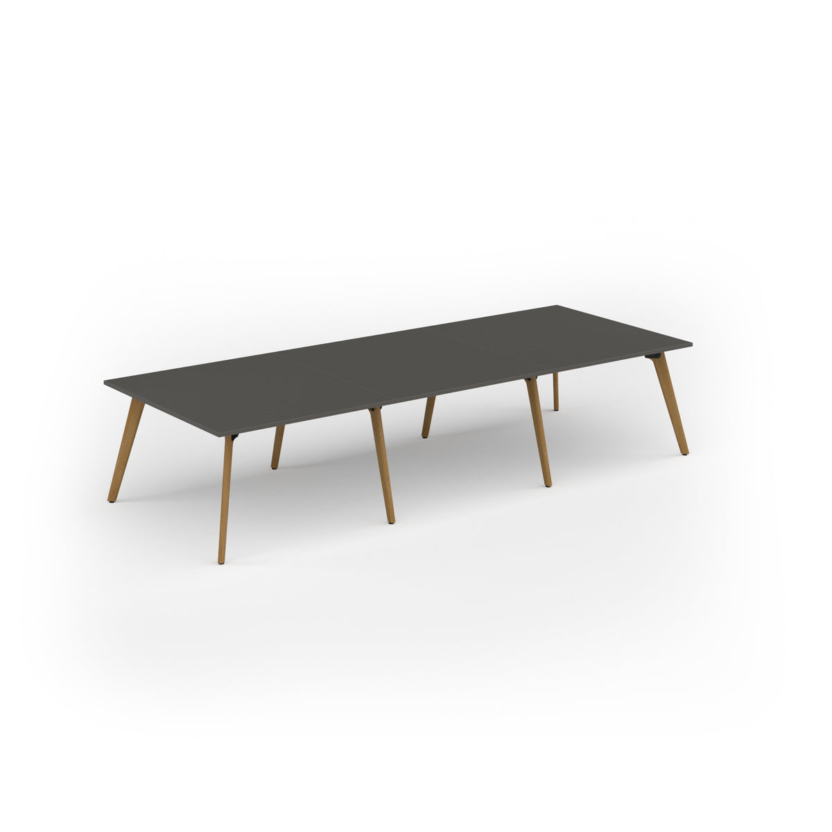 Unity worktable 3600w x 1400d with 4x solid oak legs, top in onyx grey - view 1