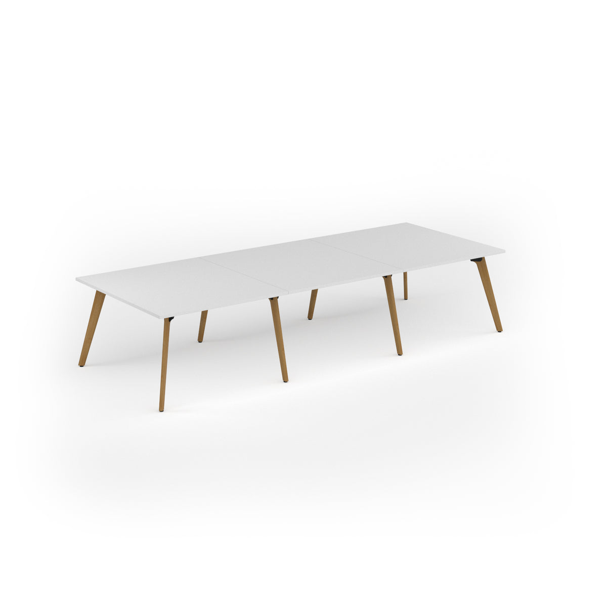 Unity worktable 3600w x 1400d with 4x solid oak legs, top in white - view 1