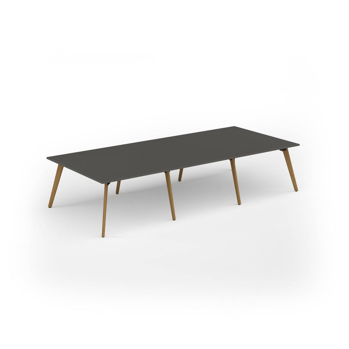 Unity worktable 3600w x 1600d with 4x solid oak legs, top in onyx grey - view 1
