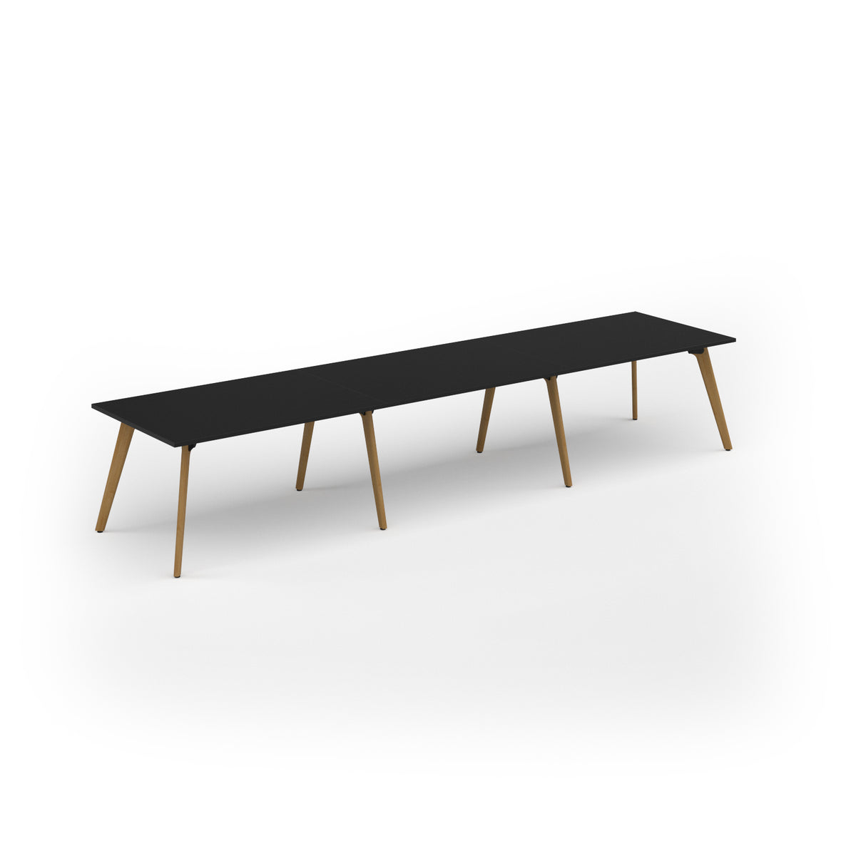 Unity worktable 4200w x 1000d with 4x solid oak legs, top in black - view 1