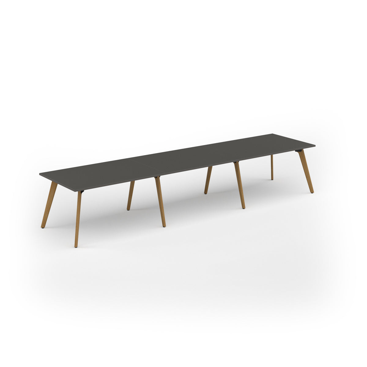 Unity worktable 4200w x 1000d with 4x solid oak legs, top in onyx grey - view 1