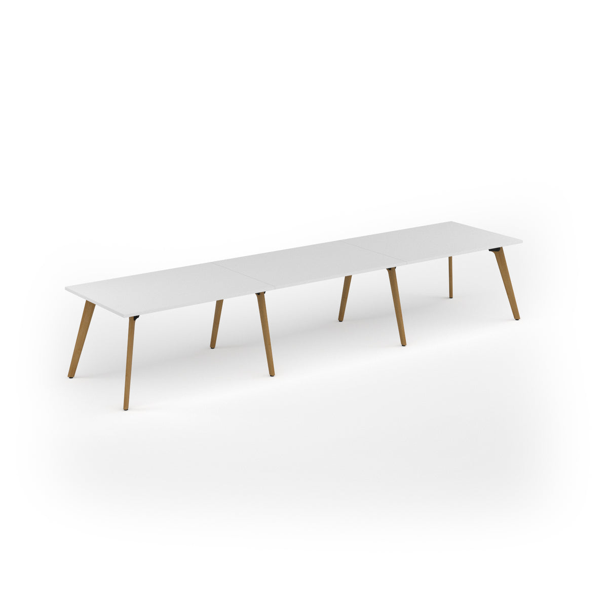 Unity worktable 4200w x 1000d with 4x solid oak legs, top in white - view 1