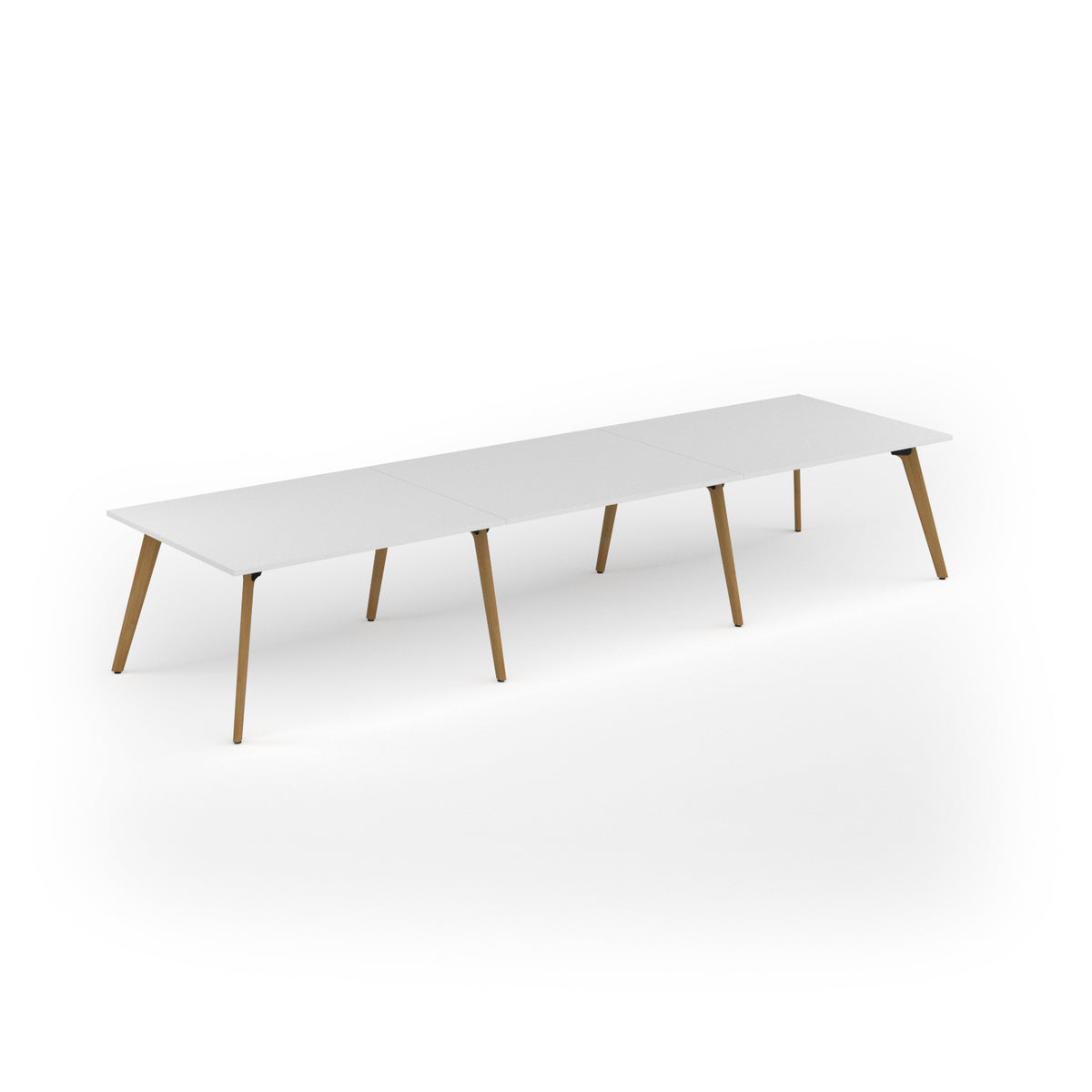 Unity worktable 4200w x 1200d with 4x solid oak legs, top in white - view 1