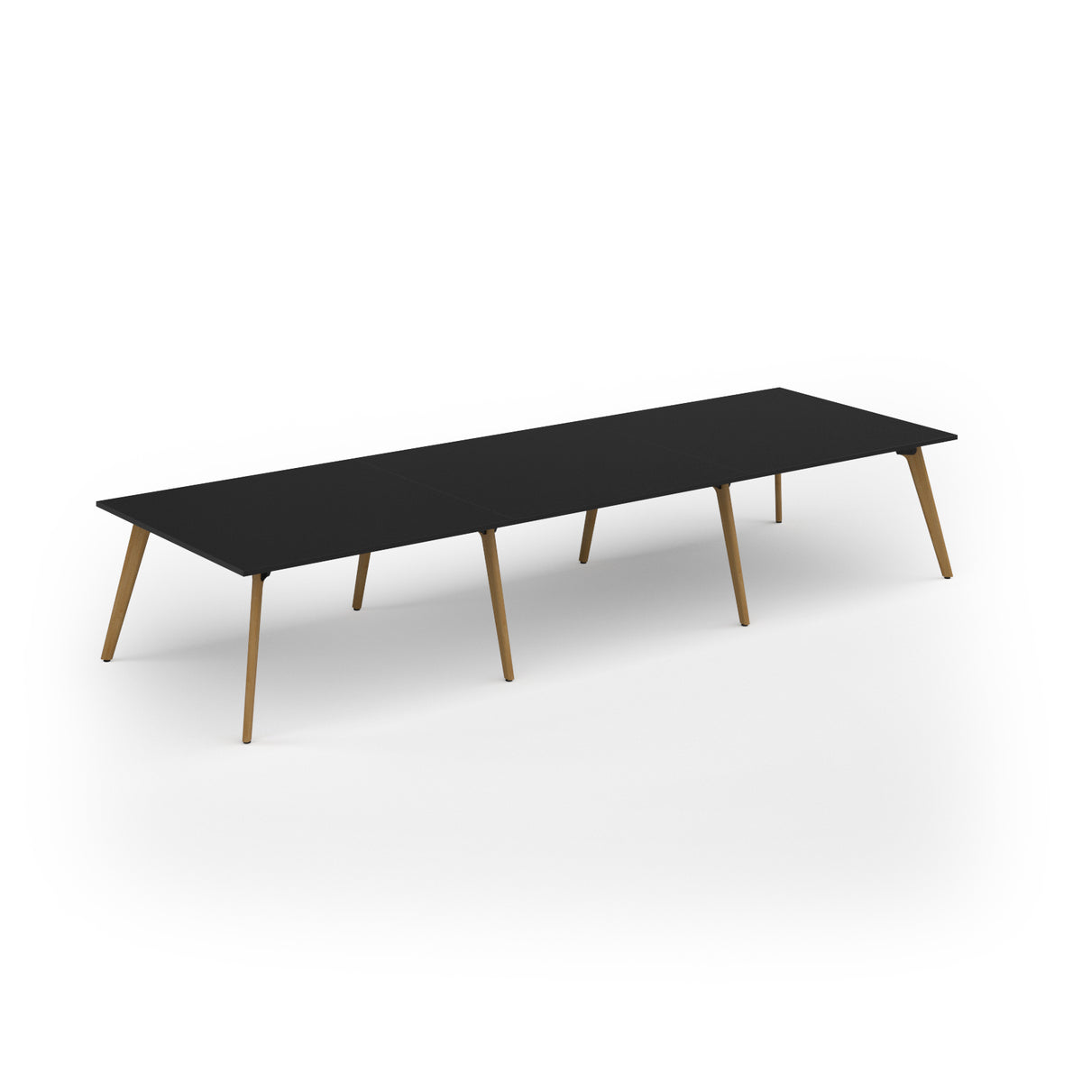 Unity worktable 4200w x 1400d with 4x solid oak legs, top in black - view 1