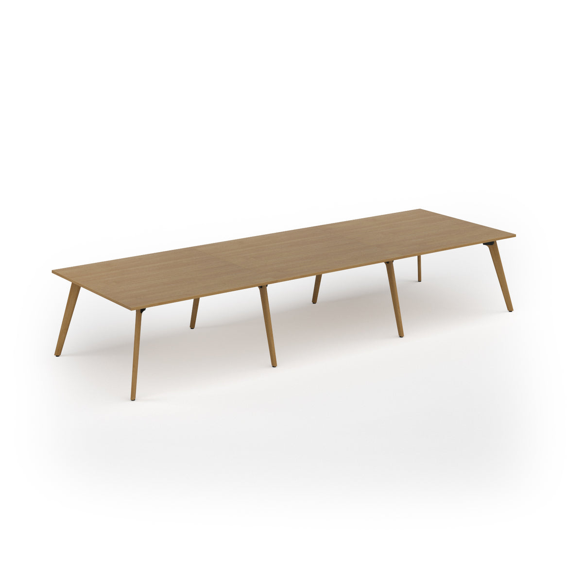 Unity worktable 4200w x 1400d with 4x solid oak legs, top in oak - view 1