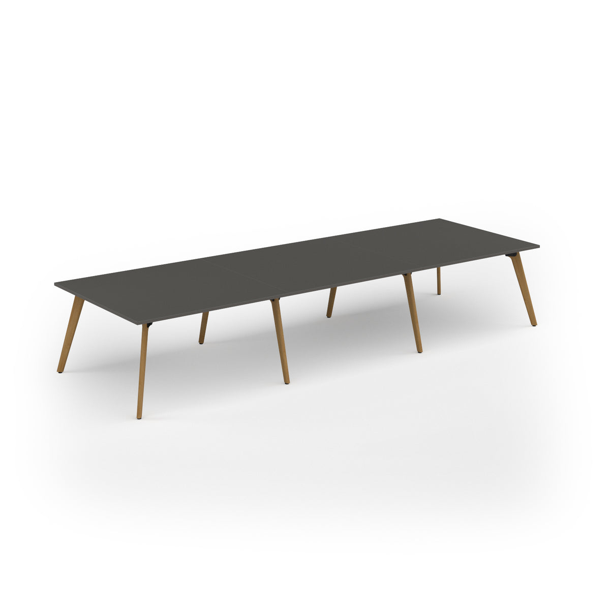 Unity worktable 4200w x 1400d with 4x solid oak legs, top in onyx grey - view 1