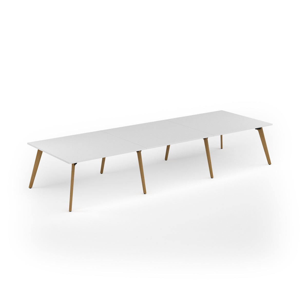 Unity worktable 4200w x 1400d with 4x solid oak legs, top in white - view 1