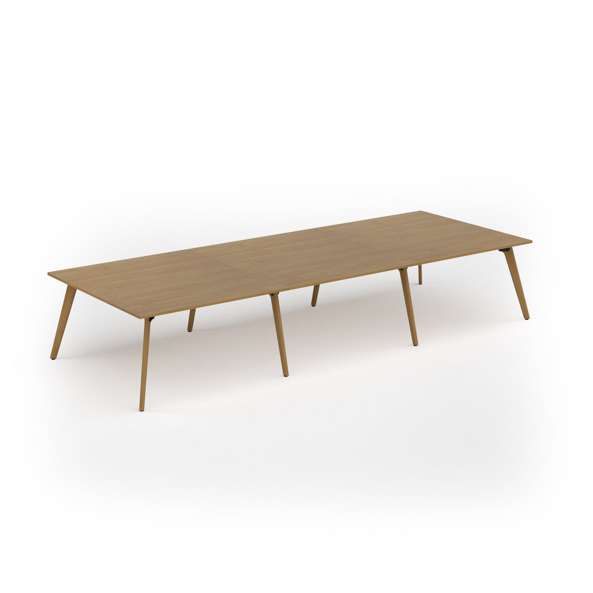 Unity worktable 4200w x 1600d with 4x solid oak legs, top in oak - view 1