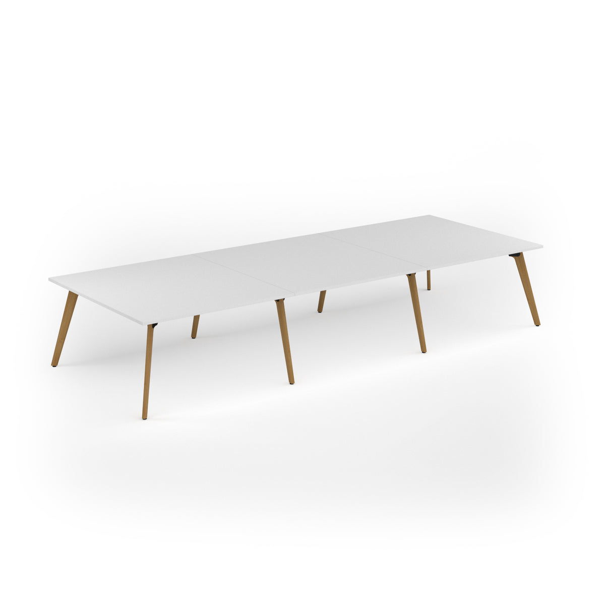 Unity worktable 4200w x 1600d with 4x solid oak legs, top in white - view 1