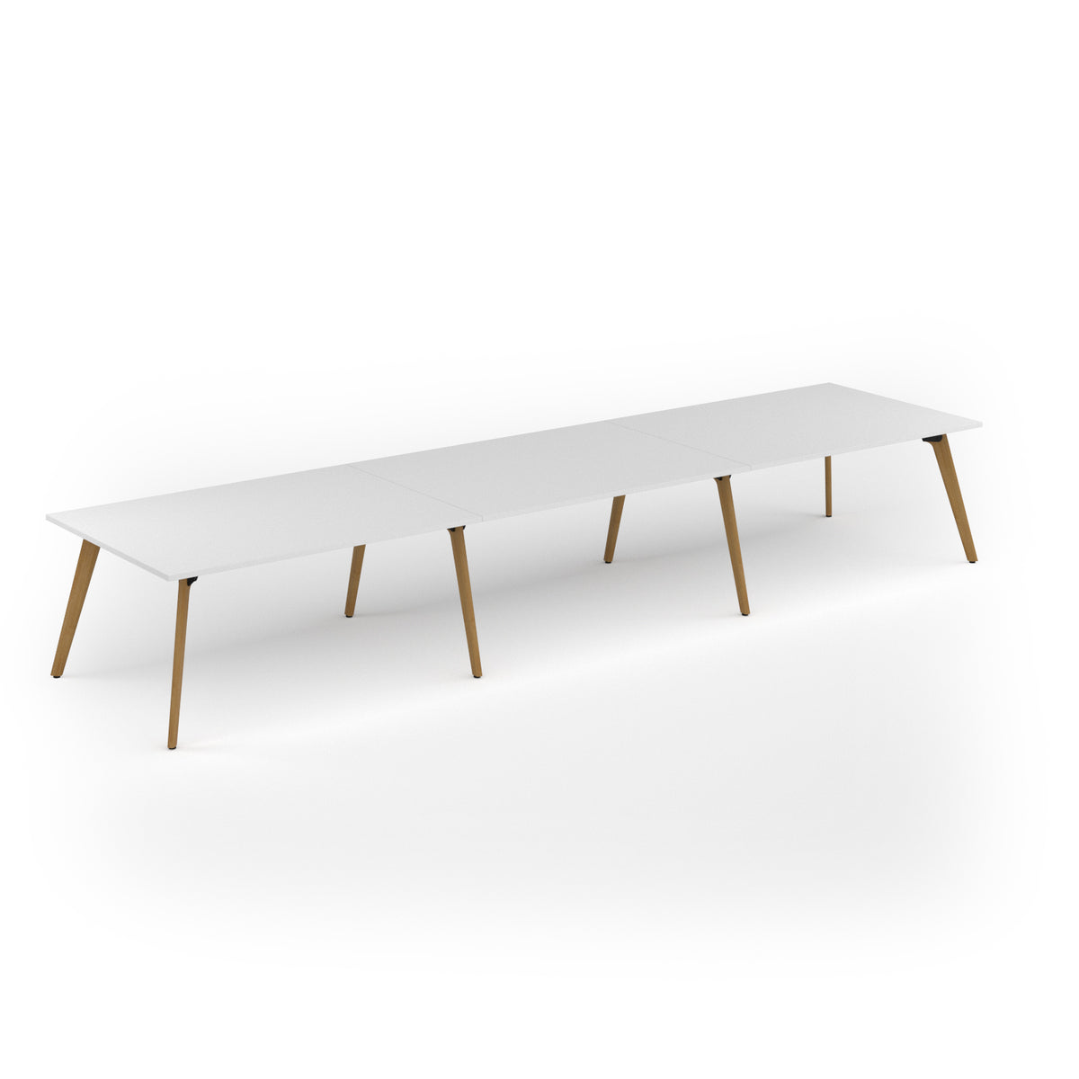 Unity worktable 4800w x 1200d with 4x solid oak legs, top in white - view 1