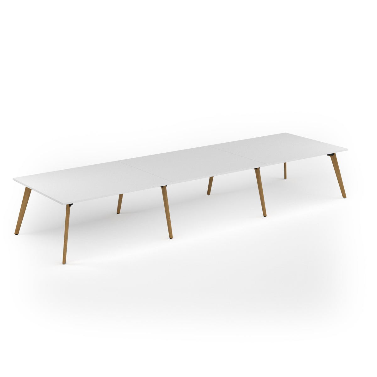 Unity worktable 4800w x 1400d with 4x solid oak legs, top in white - view 1