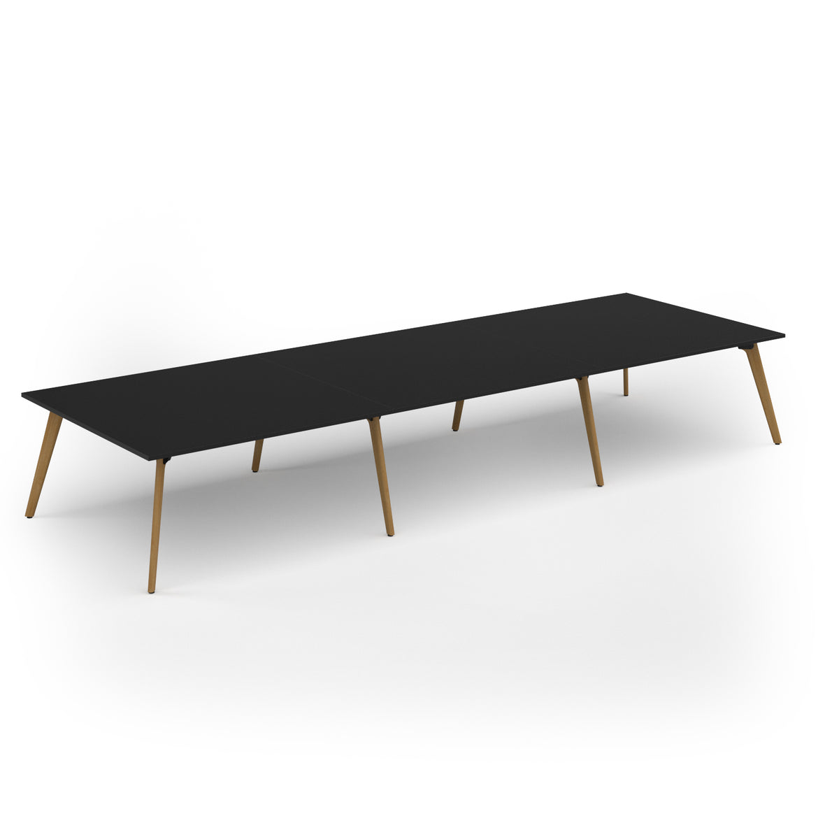 Unity worktable 4800w x 1600d with 4x solid oak legs, top in black - view 1