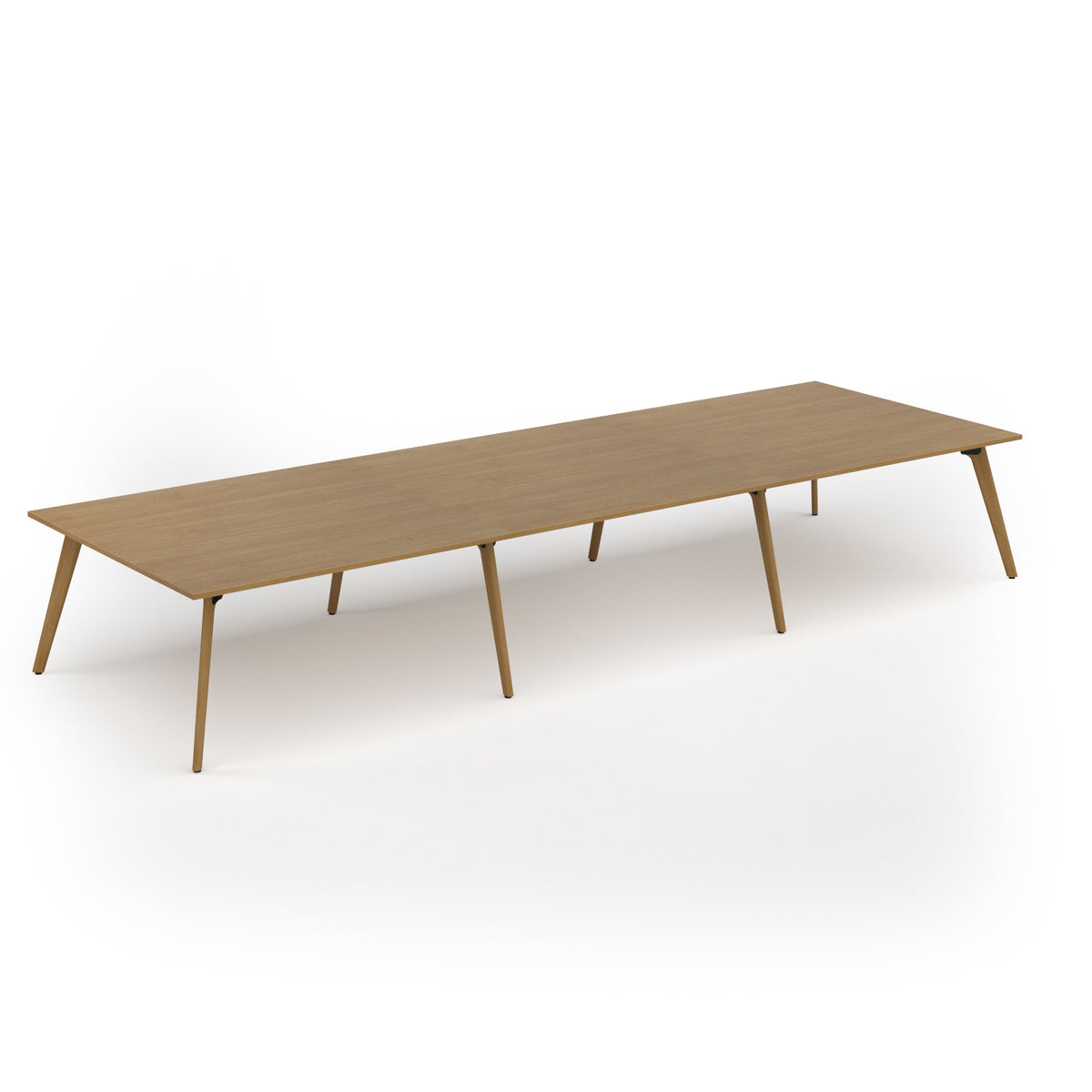 Unity worktable 4800w x 1600d with 4x solid oak legs, top in oak - view 1