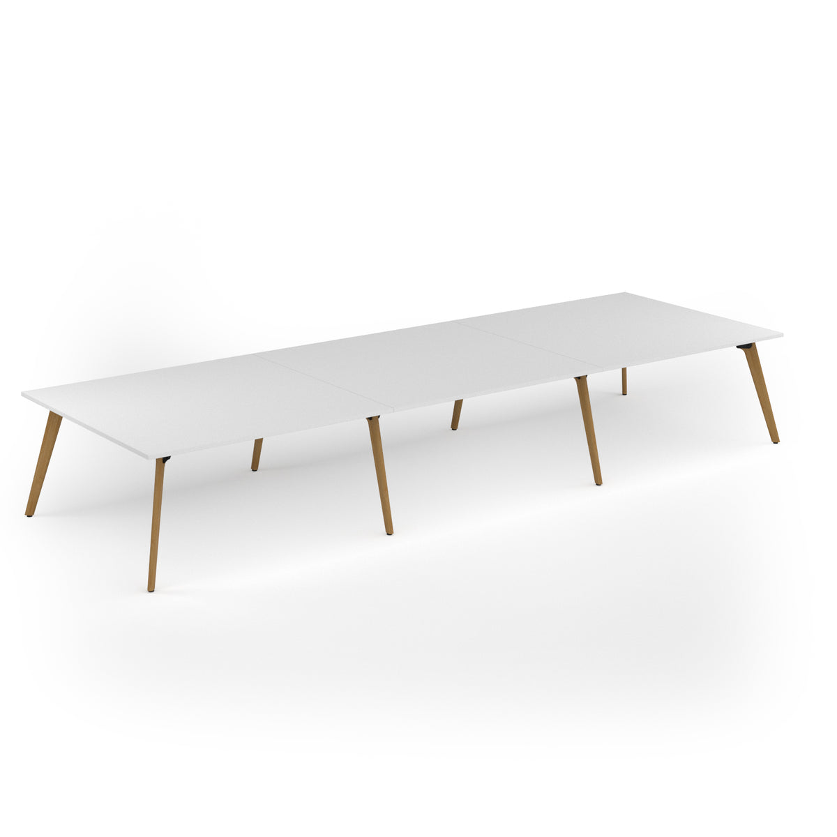 Unity worktable 4800w x 1600d with 4x solid oak legs, top in white - view 1