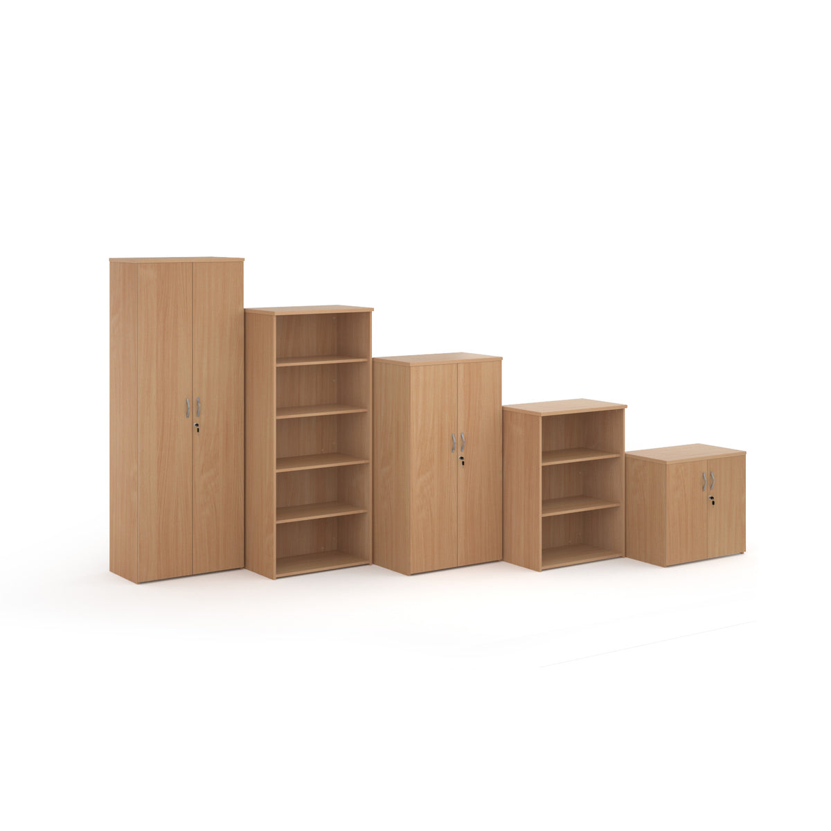Universal double door cupboard 1090mm high with 2 shelves - Beech - view 5