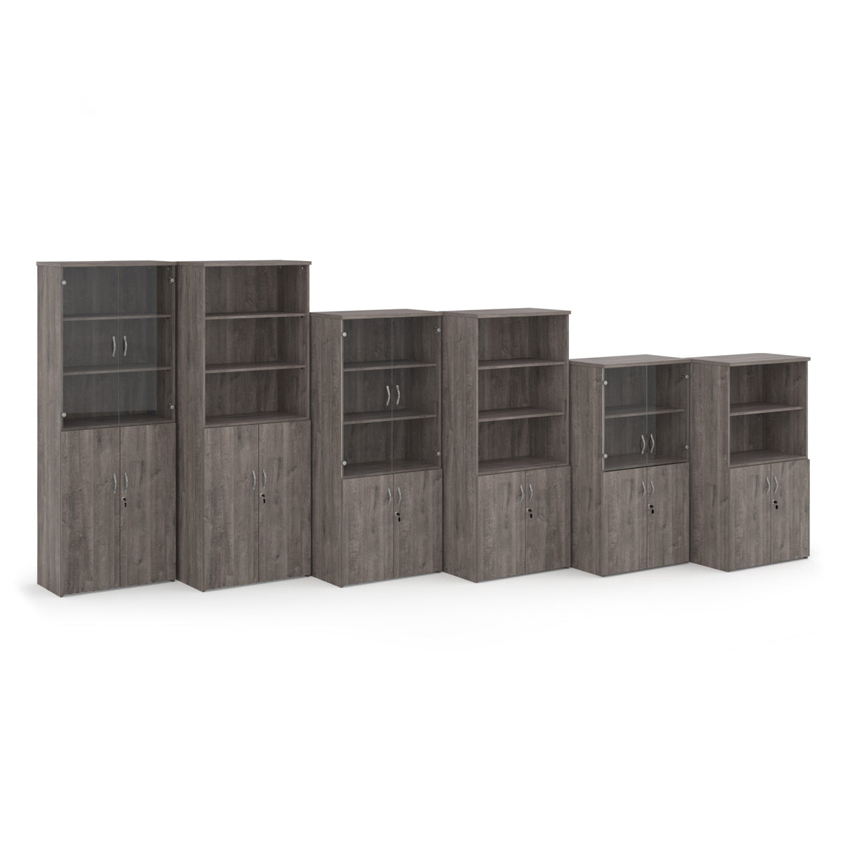 Universal combination unit with glass upper doors 1440mm high with 3 shelves - Grey Oak - view 3