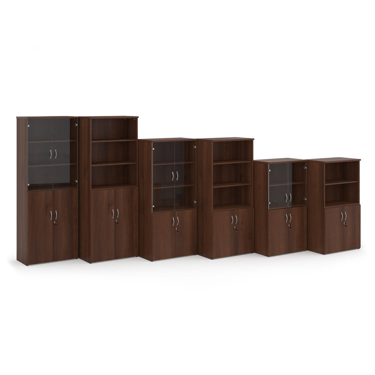Universal combination unit with glass upper doors 1440mm high with 3 shelves - Walnut - view 3